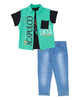Erkek Çocuk Acapulco Baskı Yelek T-Shirt Pantolon Alt Üst Takım