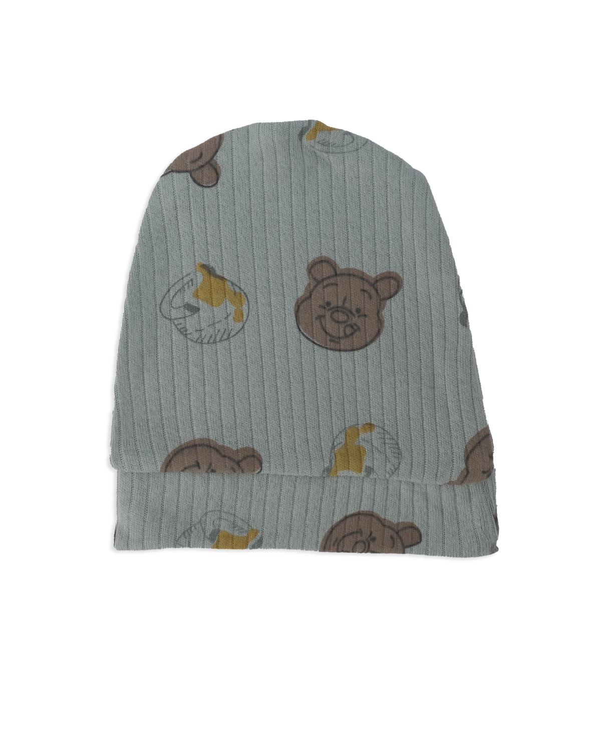 Unisex Bebek Winie The Pooh Baskılı Şapkalı Çıtçıtlı Patikli Tulum