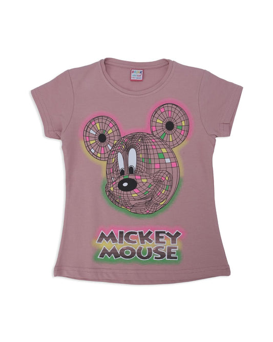 Kız Çocuk Kareli Mickey Mouse Baskılı Alt Üst Eşofman Takımı