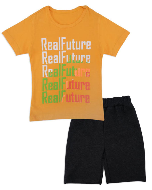 Erkek Çocuk Real Fatura Baskılı Yazlık T-Shirt Şort 2'li Takım