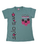 Kız Çocuk Squid Game Baskılı Penye Likralı Kısa Kol T-Shirt