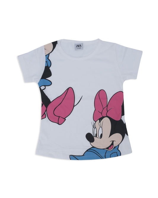 Kız Çocuk Mickey Mouse Baskılı Bağcıklı 2'li Alt Üst Şort Takım