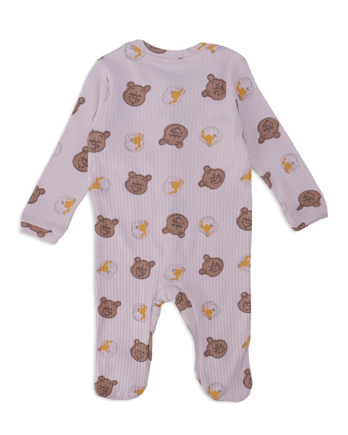 Unisex Bebek Winie The Pooh Baskılı Şapkalı Çıtçıtlı Patikli Tulum