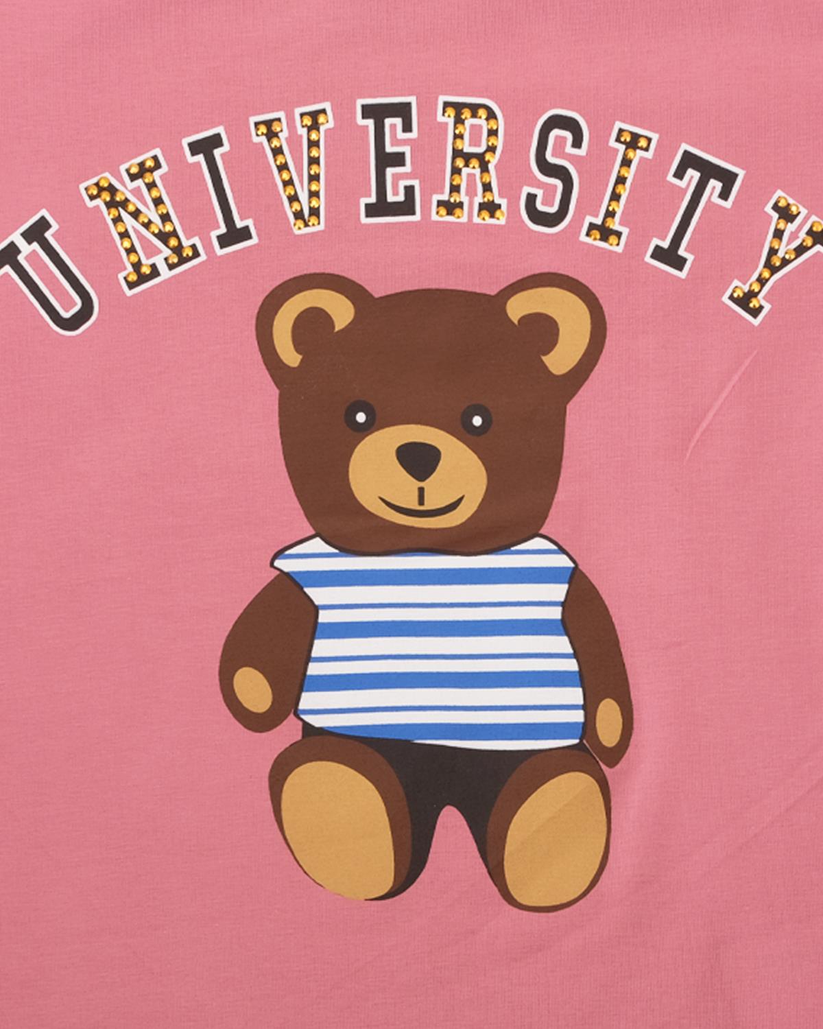 Bisiklet Yaka Ayıcık Baskılı University T-shirt