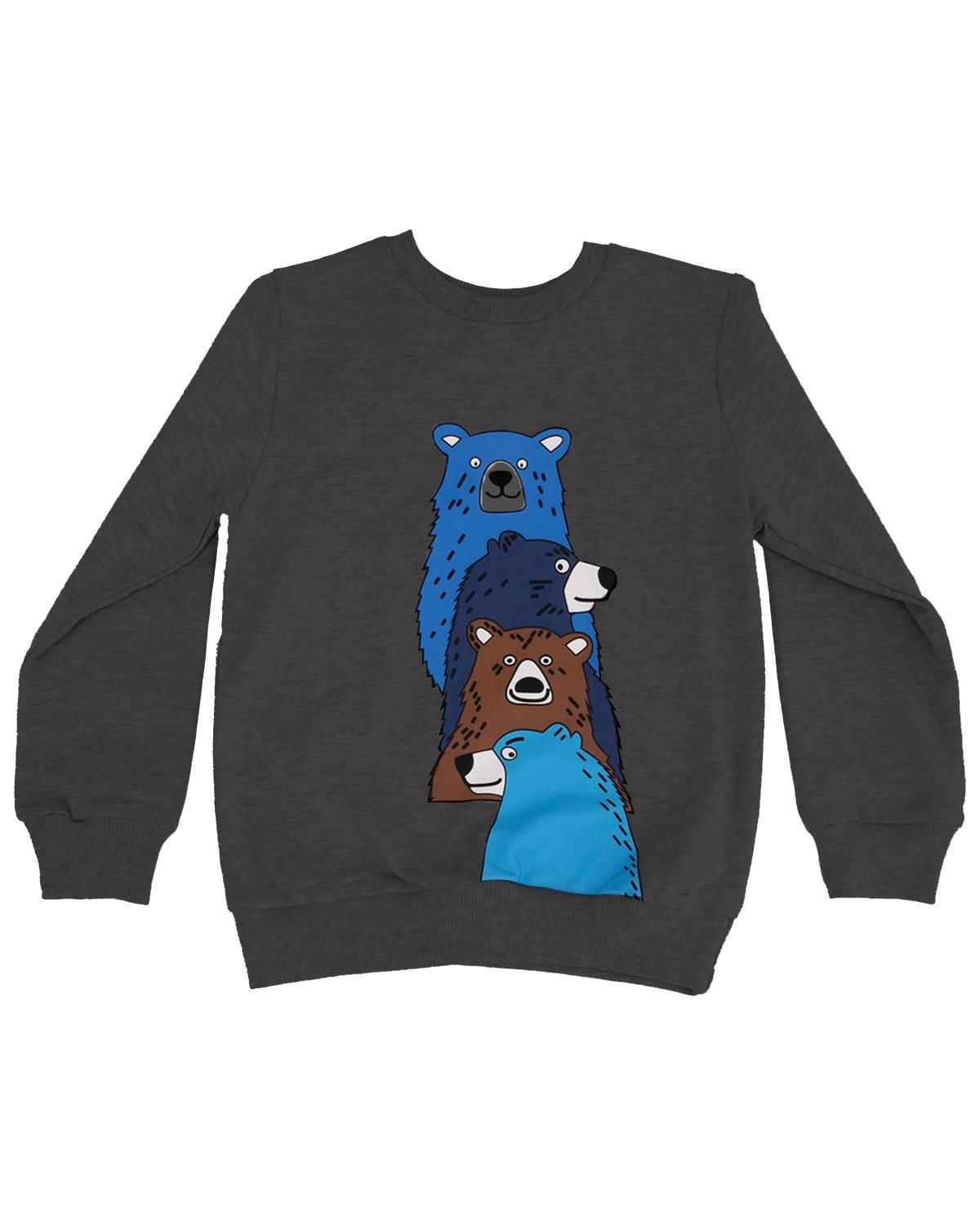 Ayı Baskılı Bisiklet Yaka Sweatshirt
