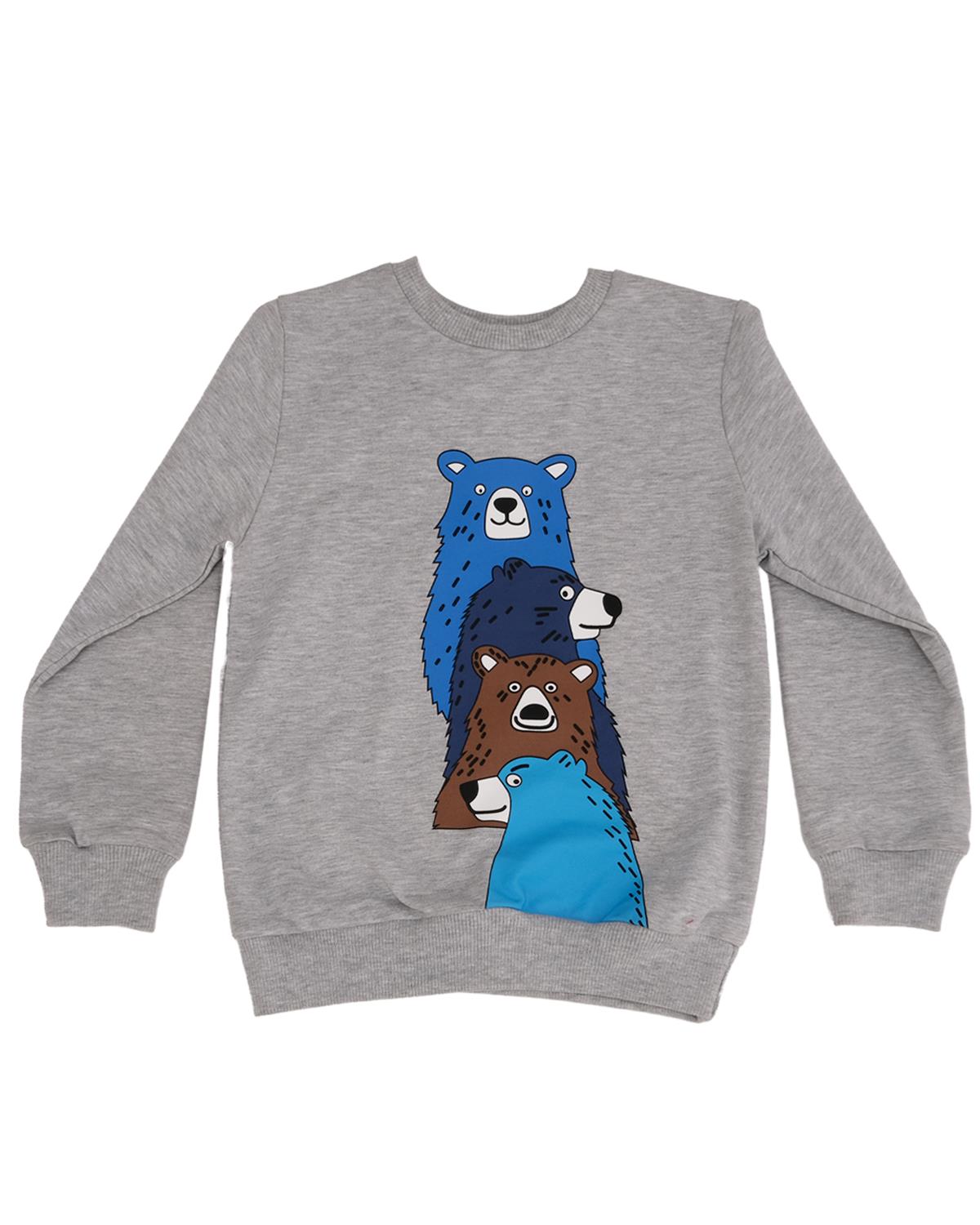 Ayı Baskılı Bisiklet Yaka Sweatshirt