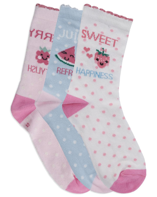 Kız Çocuk Berry Meyve Desenli Soket Çorap 3'lü Set