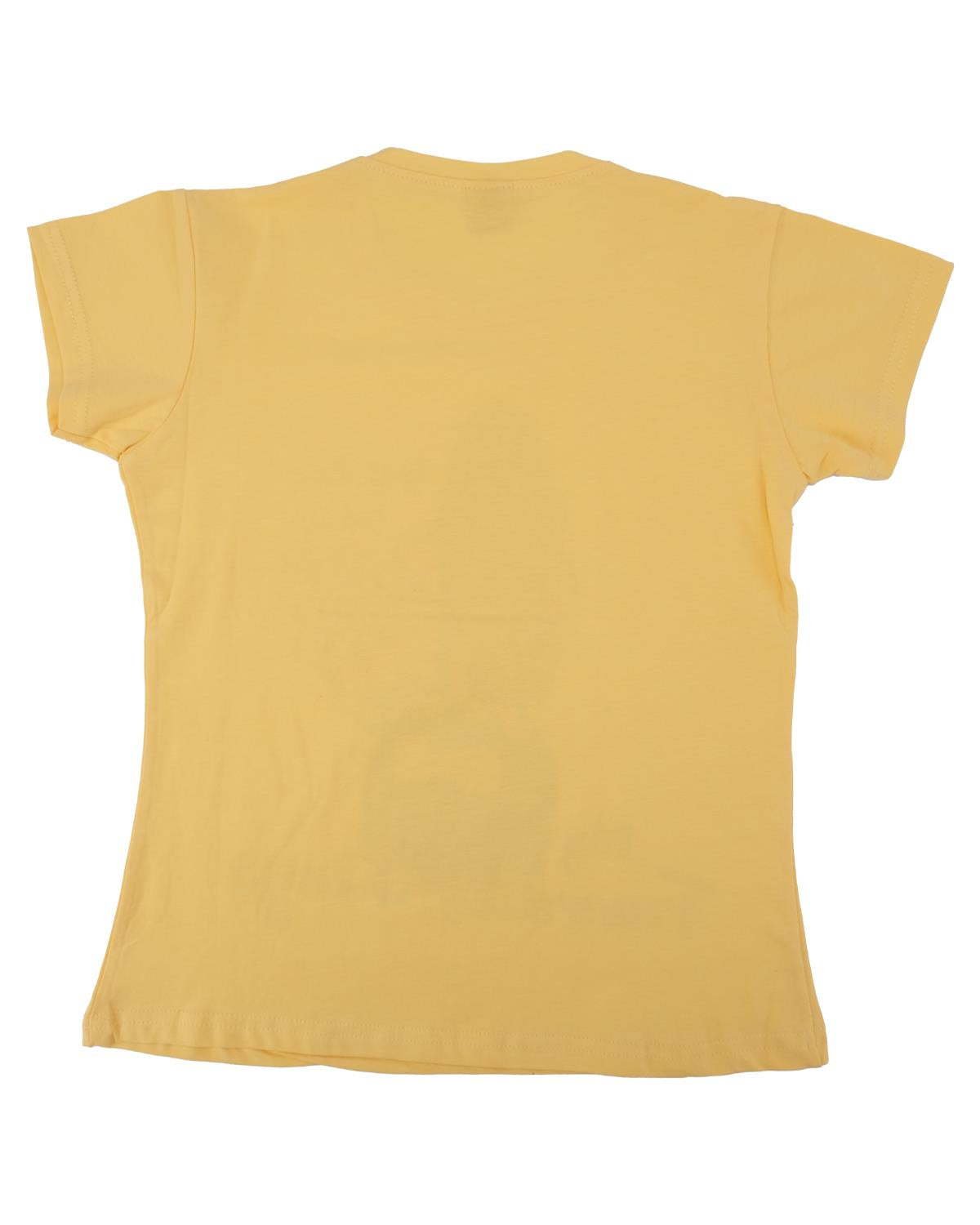 Kız Çocuk Bisiklet Yaka Baskılı T-shirt
