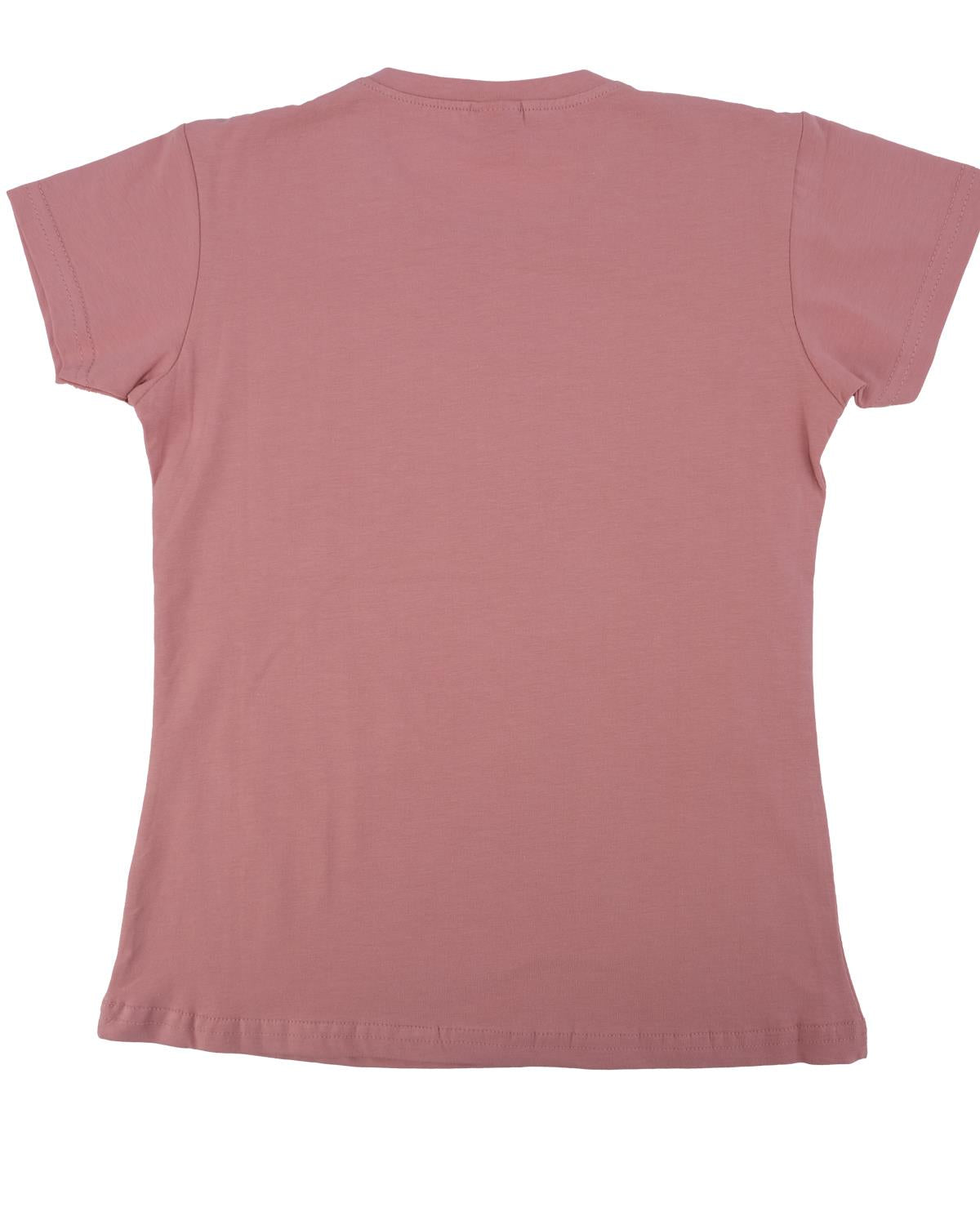Kız Çocuk Bisiklet Yaka Baskılı T-shirt