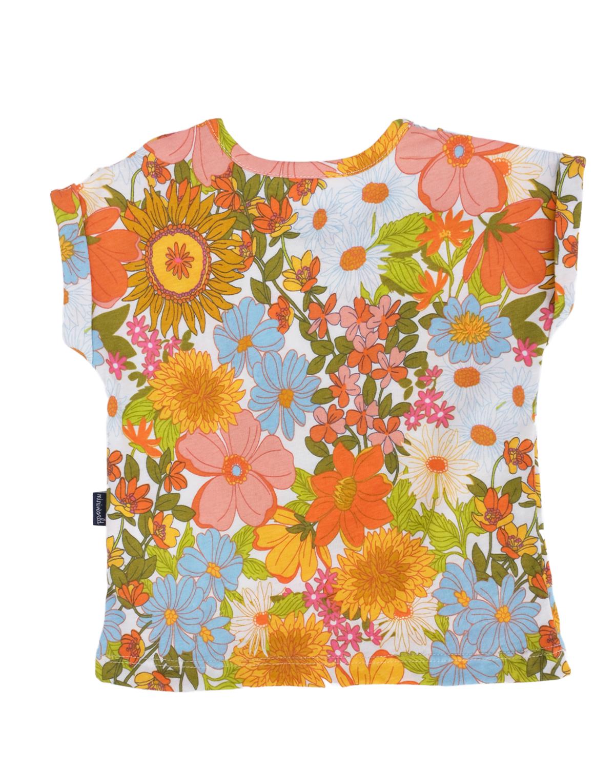 Çiçek Baskılı Bisiklet Yaka T-shirt 2'li Set