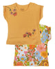 Çiçek Baskılı Bisiklet Yaka T-shirt 2'li Set