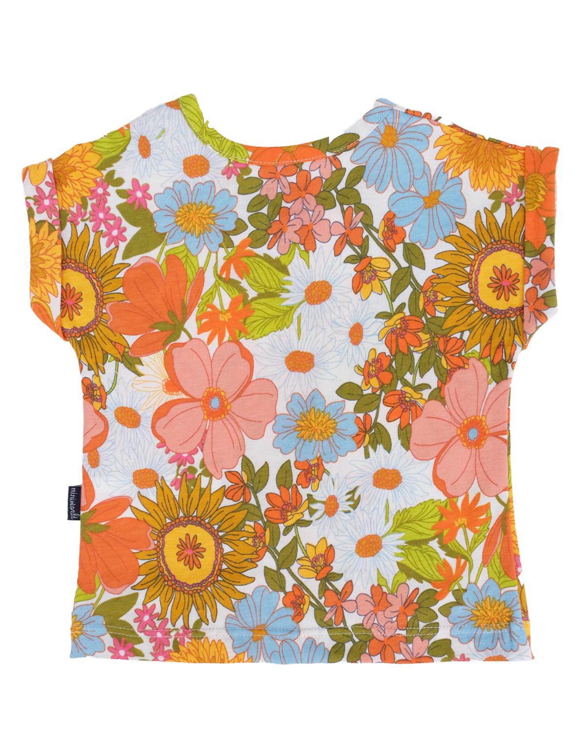 Çiçek Baskılı Bisiklet Yaka T-shirt 2'li Set