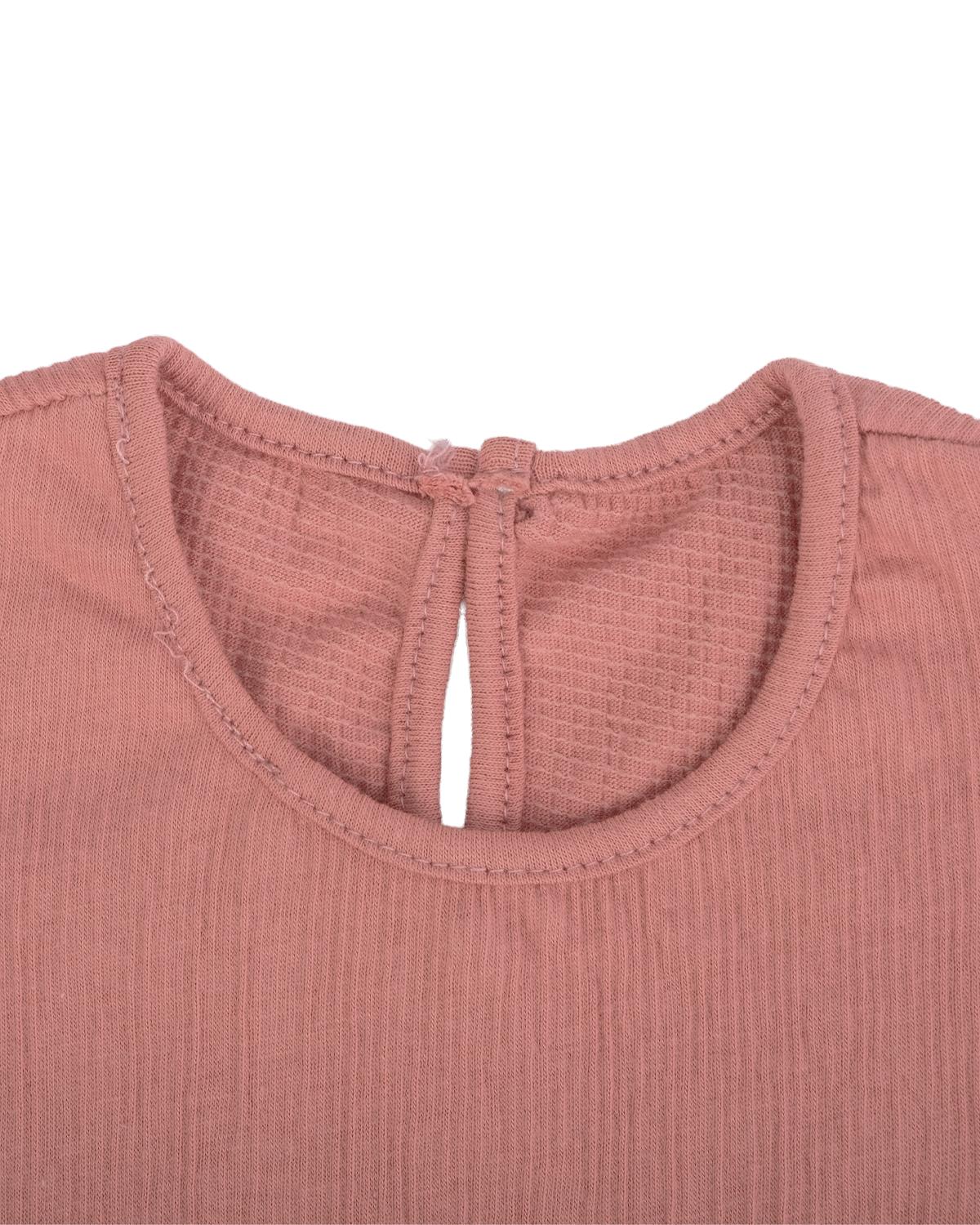 Çiçek Baskılı Kolu Büzgülü T-shirt