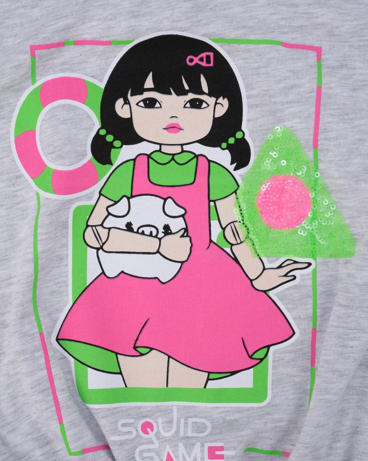 Baskılı Pul Detaylı Beli Lastikli T-shirt