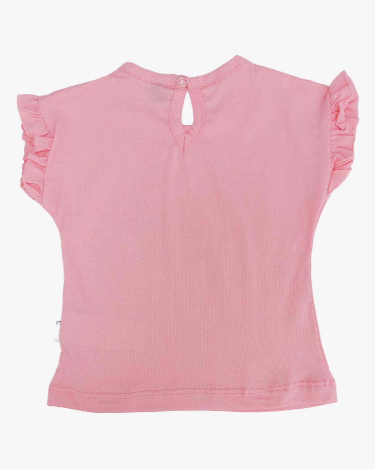 Renkli Çiçek Desenli Kolları Büzgülü T-shirt 2'li Set
