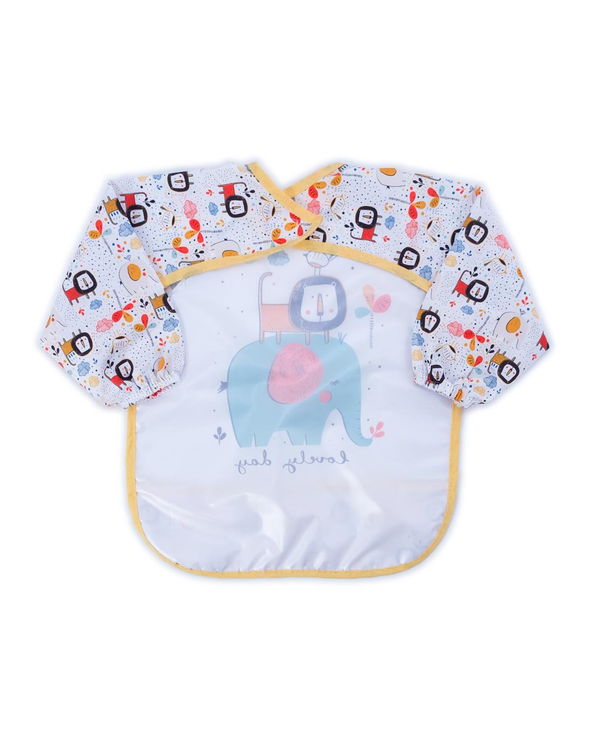 Desenli Karakter Baskılı Kollu Giydirilebilir Bebek Mama Önlüğü