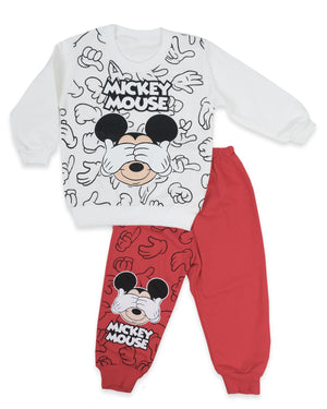 Mickey Mouse Resim Baskılı 2li Alt Üst Pijama Eşofman Takımı