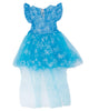 Kız Çocuk Frozen Baskılı Fırfır Kol Tütü Kuyruklu Tüllü Elbise