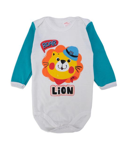Lion Baskılı Uzun Kollu Çıtçıtlı Zıbın