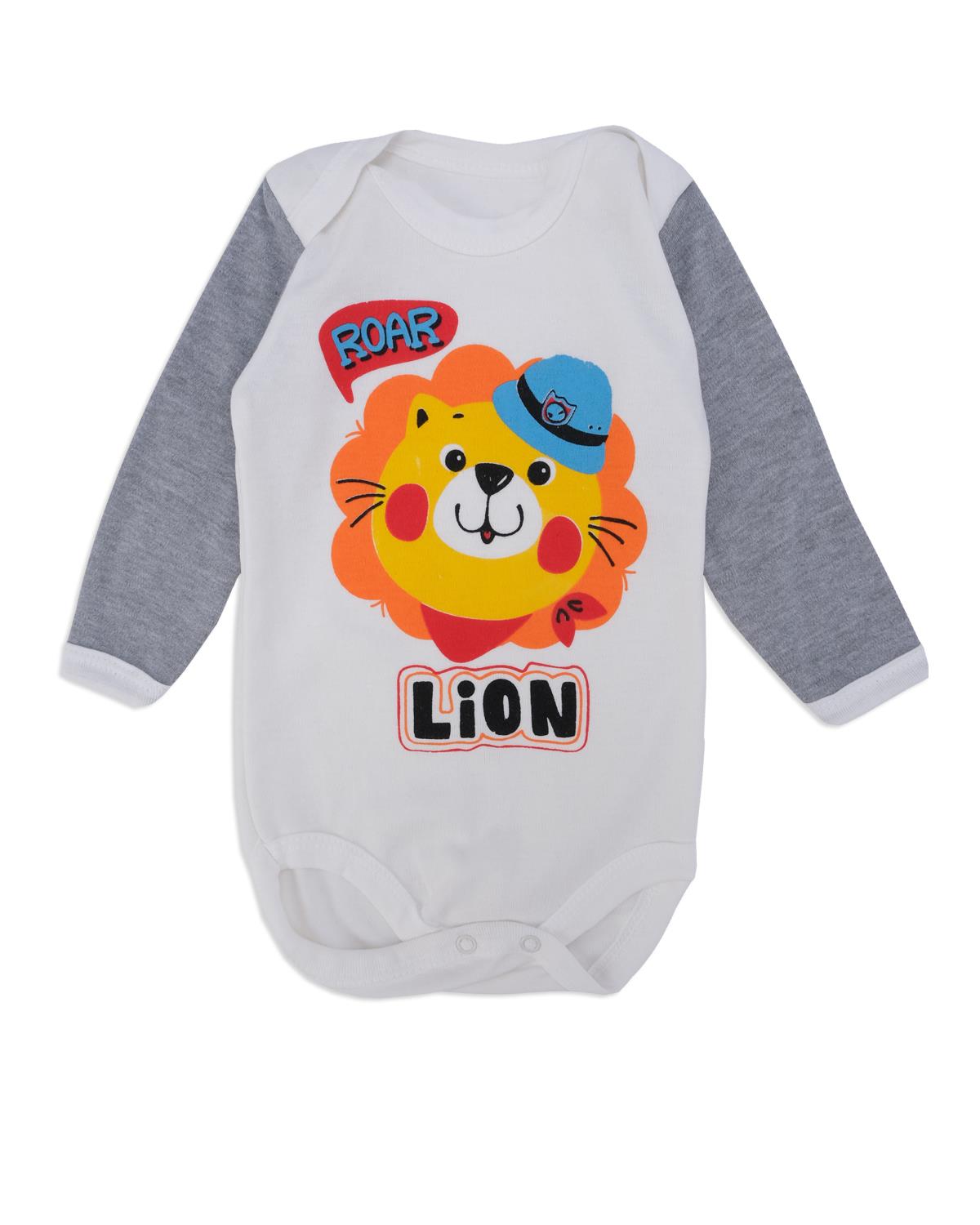 Lion Baskılı Uzun Kollu Çıtçıtlı Zıbın