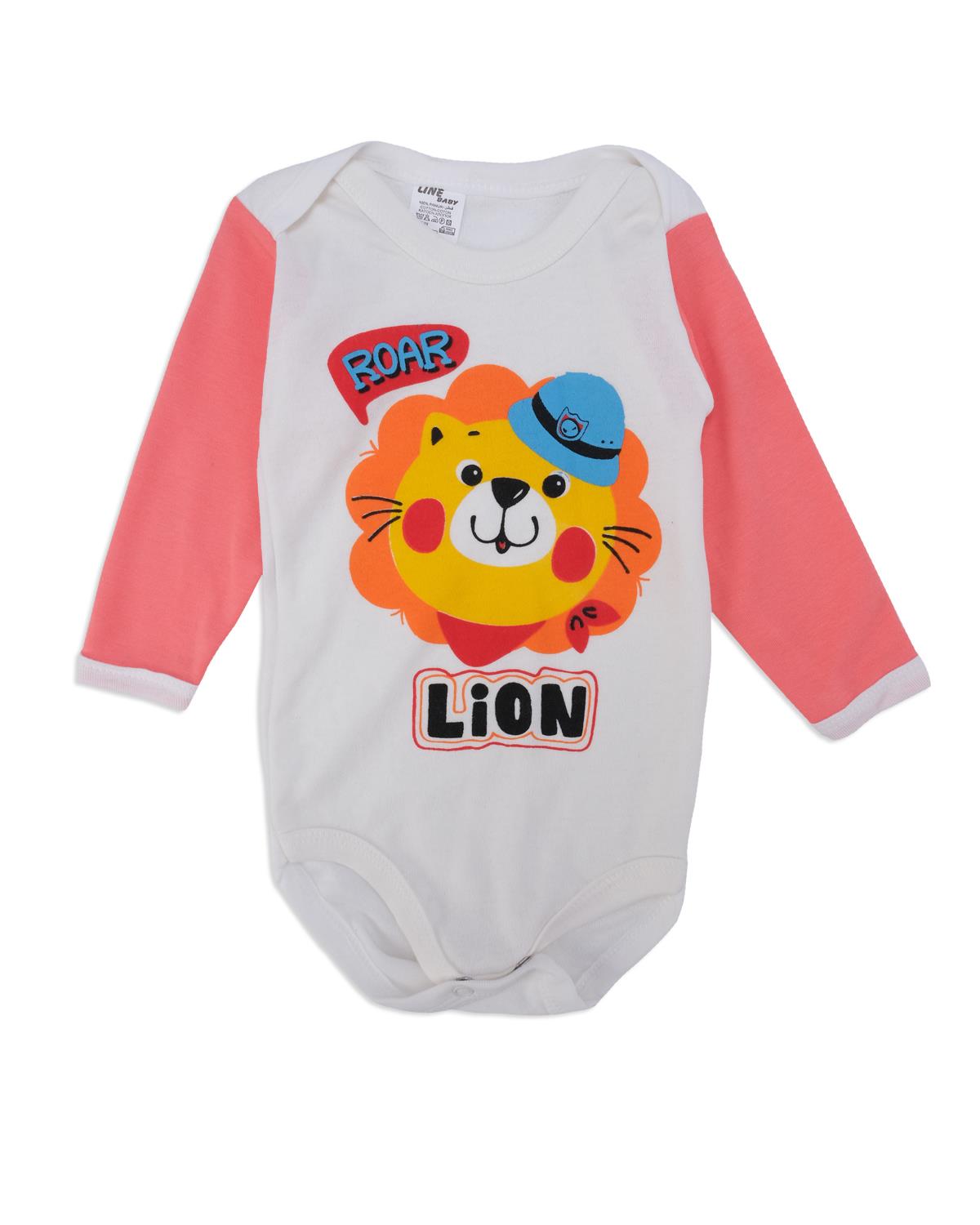 Lion Baskılı Uzun Kollu Çıtçıtlı Zıbın
