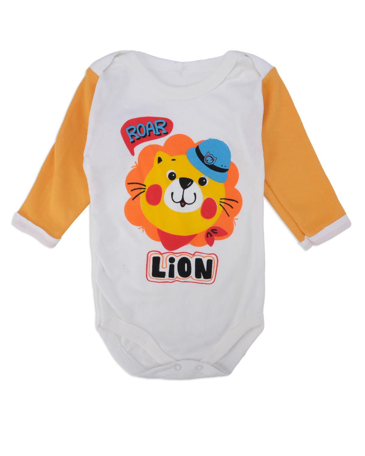 Lion Baskılı Uzun Kollu Çıtçıtlı Zıbın