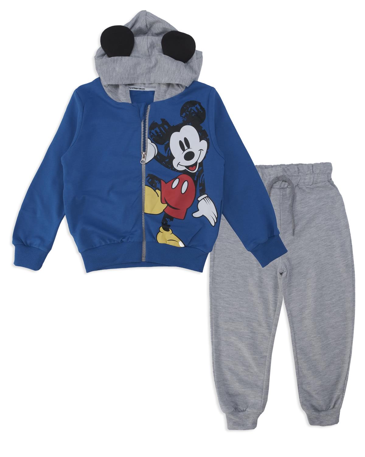 Erkek Çocuk Mickey Mouse Baskılı Kapüşonlu 2'li Alt Üst Takım