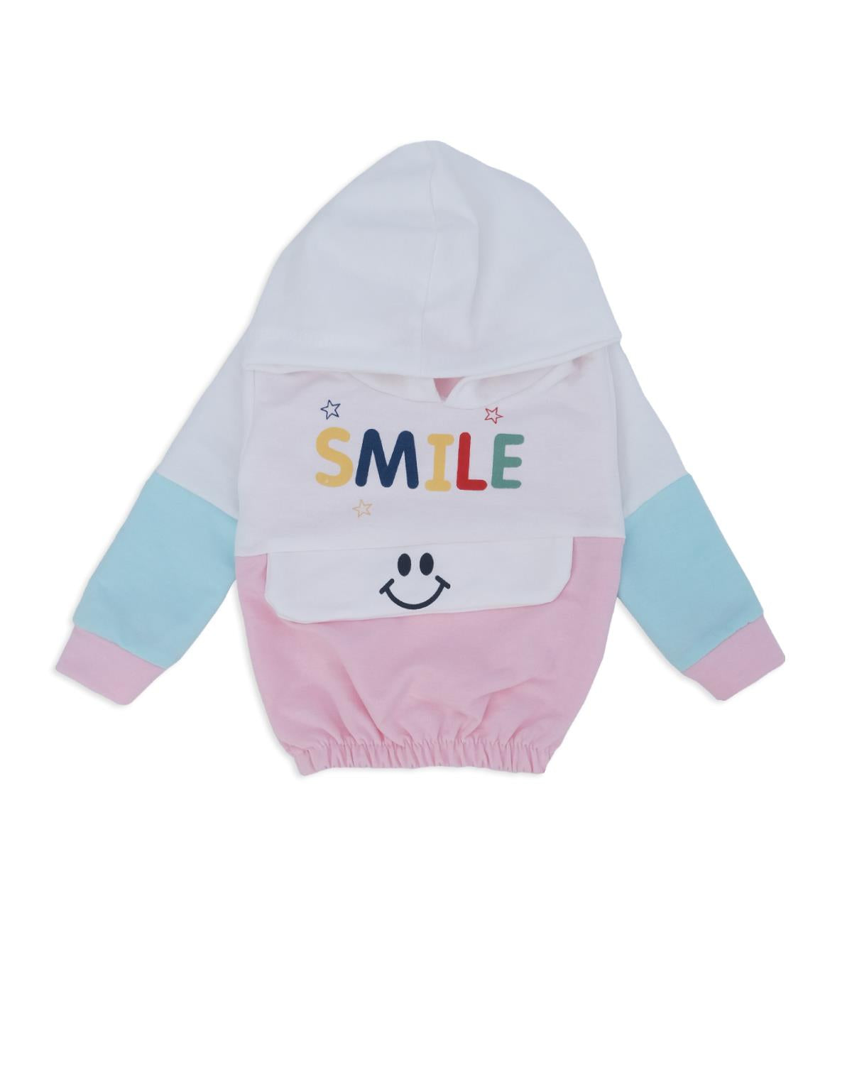 Kız Bebek Smile Baskı Kapüşonlu 2'Li Alt Üst Eşofman Takım