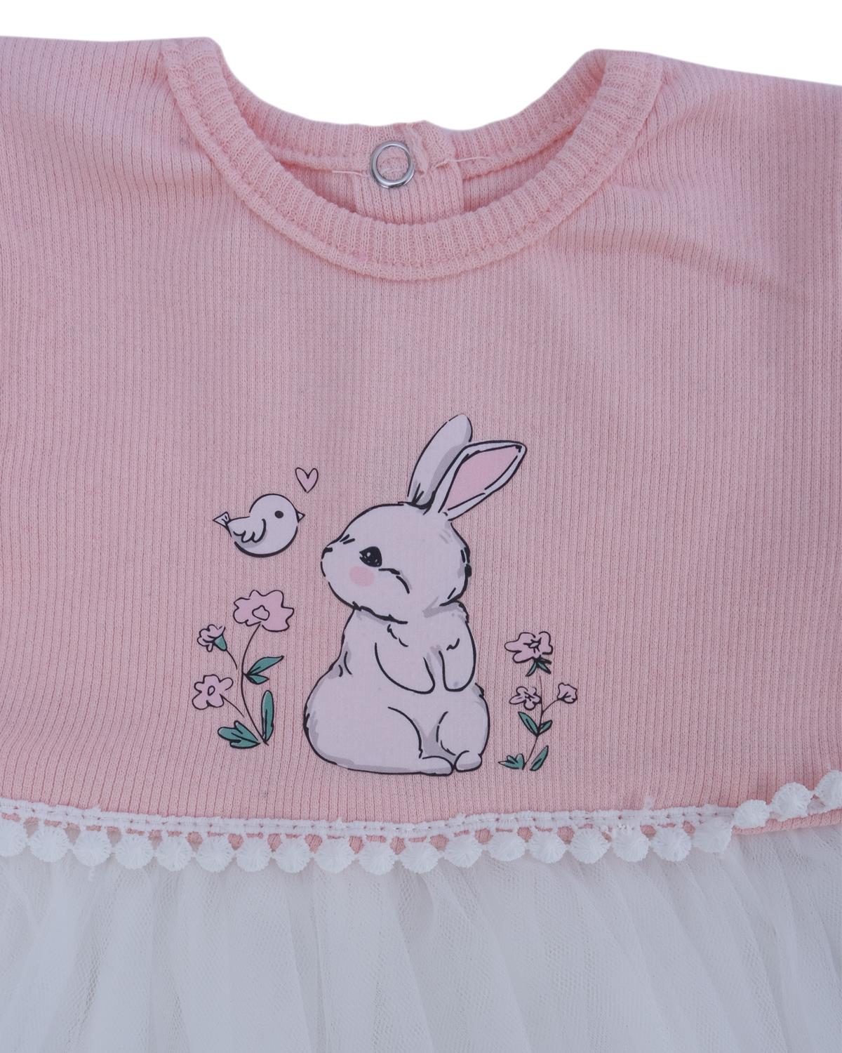 Kız Çocuk Bebek Raporlu Tavşanlı Çiçekli Tüllü Elbise