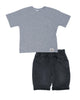 Erkek Çocuk T-Shirt Kısa Kol Kot Şortlu Cepli 2'Li Alt Üst Takım