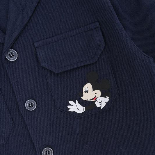 Erkek Çocuk Mickey Mouse Baskılı Gömlek Uzun Kol Ceket
