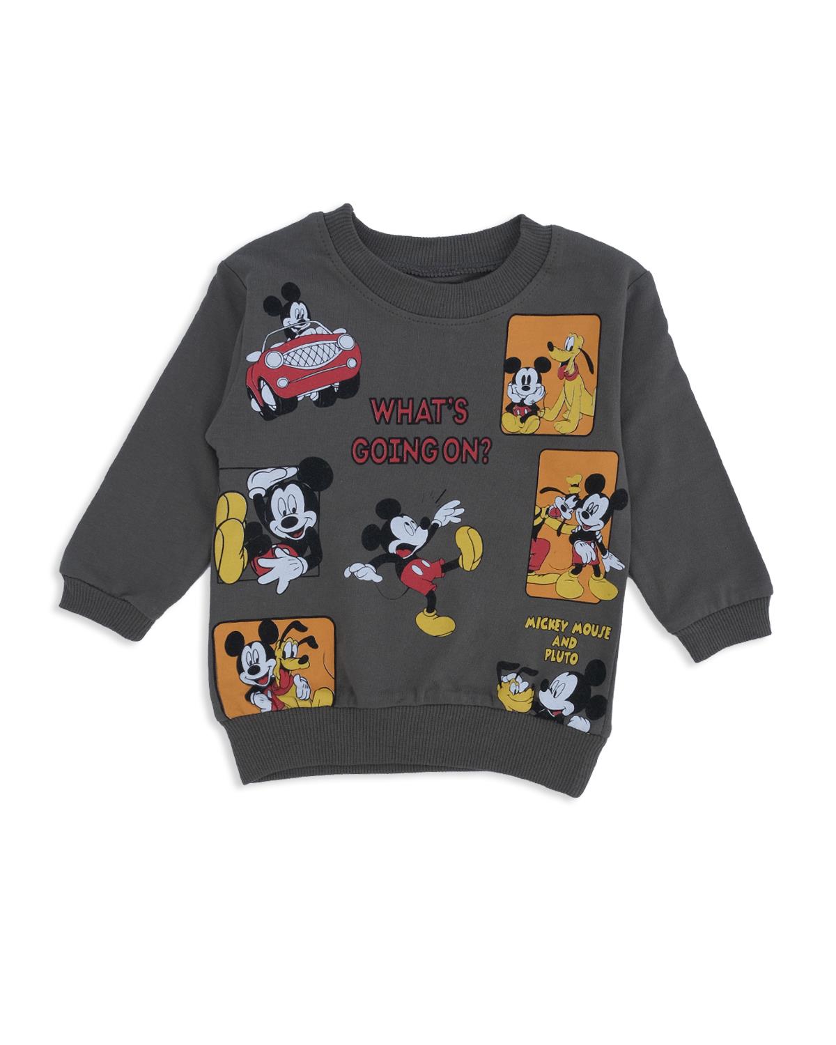 Erkek Çocuk Mickey Mouse Kare Baskılı 2'Li Alt Üst Eşofman Takım