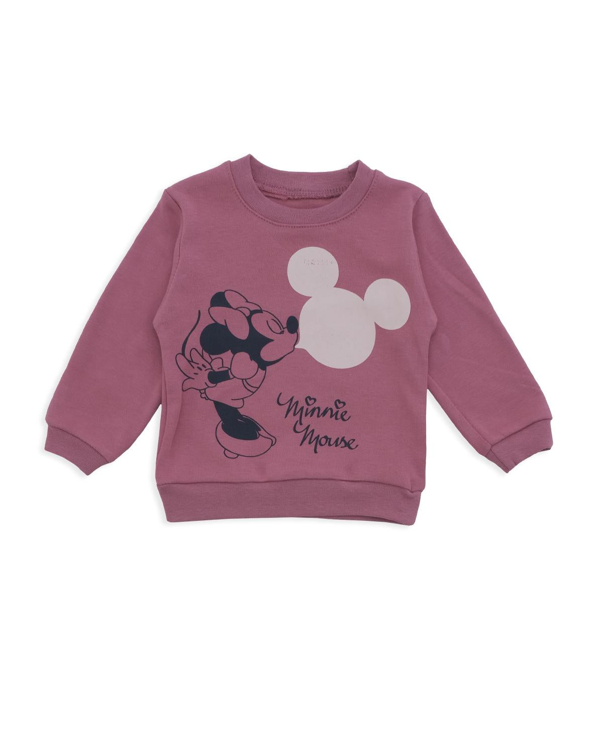 Kız Bebek Mickey Mouse Öpücük Baskılı Alt Üst 2'Li Eşofman Takım