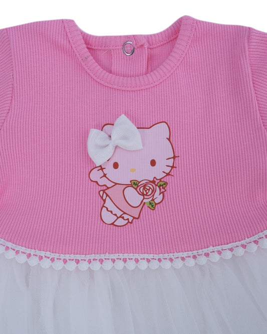 Kız Çocuk Bebek Raporlu Fiyonklu Hello Kitty Tüllü Elbise