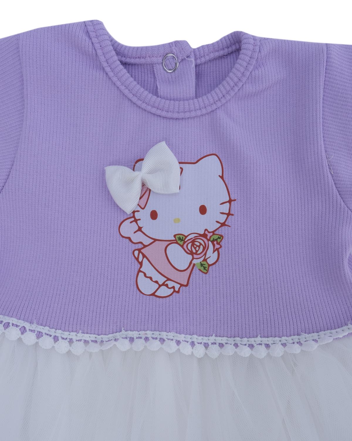 Kız Çocuk Bebek Raporlu Fiyonklu Hello Kitty Tüllü Elbise