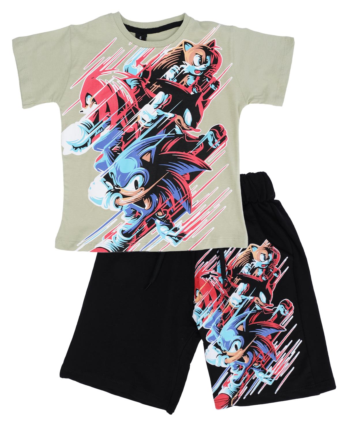 Sonic Baskılı T-shirt Şort Takım