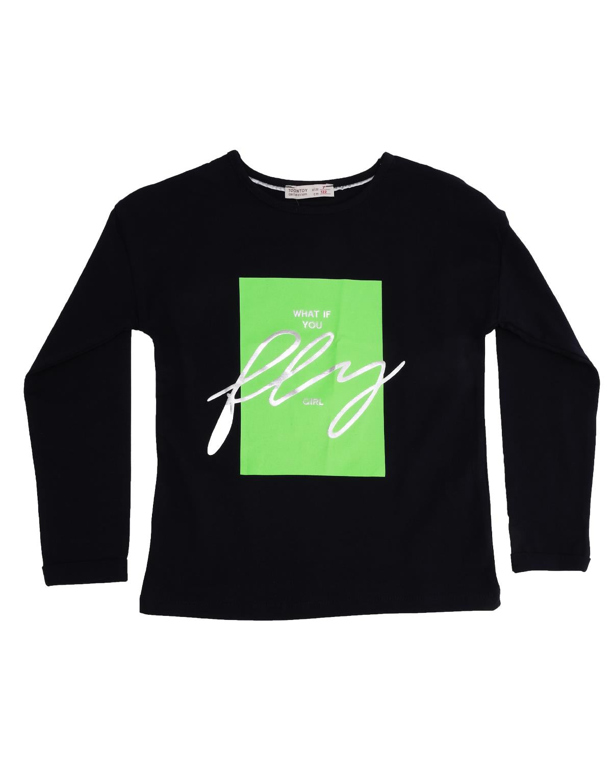 Baskılı Bisiklet Yaka Uzun Kollu T-shirt
